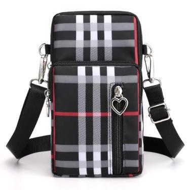 Imagem de Bolsas transversais pequenas para mulheres, mini bolsas de celular carteiras de pulso bolsa de ombro bolsa de braço, B - grade preta, Small