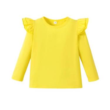 Imagem de Camiseta LysMuch Toddler Baby Girls com babado de manga comprida amare