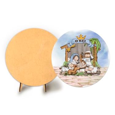 Imagem de Painel Redondo C Elastico 50cm Natal + Suporte MDF (NAT012)