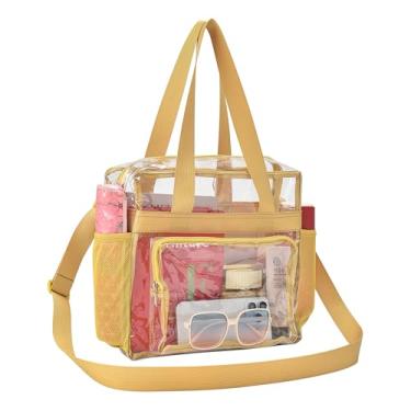 Imagem de Busiuw Bolsa transparente para eventos de estádio 30 x 30 x 15 cm, bolsa transparente com alças reforçadas e bolso frontal para estádio, trabalho, viagens e eventos esportivos (verde abacate)