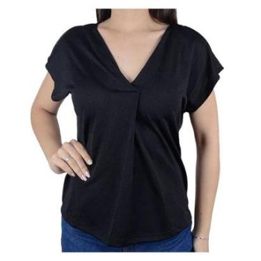 Imagem de Camiseta Feminina Giraffe Decote V Preta - 62357-Feminino