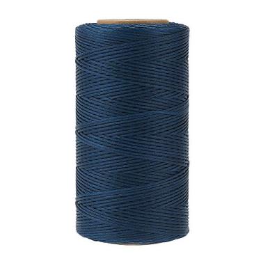Imagem de 284 jardas fio de poliéster encerado plano cores sortidas 1 x 0,3 mm cordão de costura revestido com cera para suprimentos de macramê de miçangas azul marinho