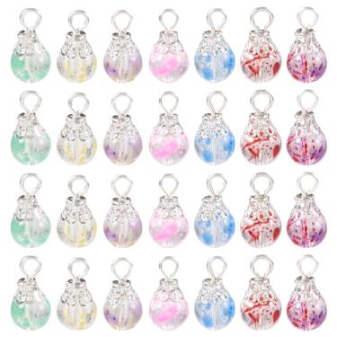 Imagem de Pingentes de vidro de lágrima 70 peças, pingentes de cristal, pingentes pintados para assar, pingente, transparente, 15 x 8 mm, para artesanato, colar, pulseira, fabricação de joias