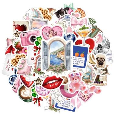 Imagem de Adesivos de papelaria com 50 peças, amor, animais, comida, fantasia, feriados, animais, para celular, laptop, scrapbook, bicicleta, laptop, bagagem, álbum de recortes, diário, adesivo