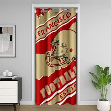 Imagem de jejeloiu Cortina de porta de futebol para privacidade de entrada, capa de armário de São Francisco 107 x 213 cm para meninos e meninas, capa de cortina divisória de quarto de futebol americano, jogo
