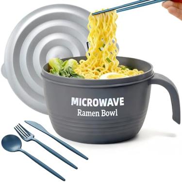 Imagem de Conjunto grande de tigelas de ramen, tigelas de macarrão ramen para micro-ondas 1,275 g, panela de ramen, panela de macarrão de micro-ondas, tigela de ramen, presente de micro-ondas para meninos