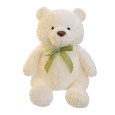 Imagem de Boneca de ursinho de pelúcia de pelúcia, 30 cm, creme com fita