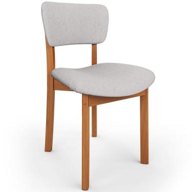 Imagem de Cadeira Dara para Sala de Jantar Estrutura Madeira Estofada em Linho Cinza Estilo Clássico