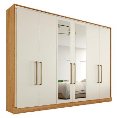Imagem de Guarda Roupa Argos 6 Portas 100% Mdf 2 Espelhados Mademarcs Peroba-off White