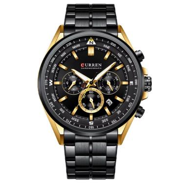 Imagem de Relógio De Pulso Masculino Aço Inoxidável De Quartzo Casual Esportivo Preto