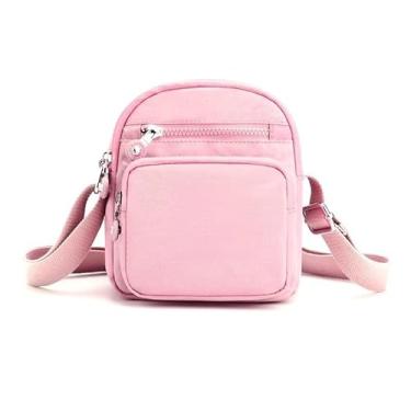 Imagem de Bolsa Transversal Porta Celular Feminina Pequena Nylon Leve Casual (Rosa)