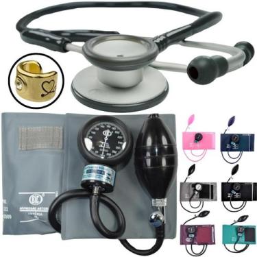 Imagem de Aparelho Pressão Esfigmomanômetro Estetoscopio Duplo Bic, Cinza