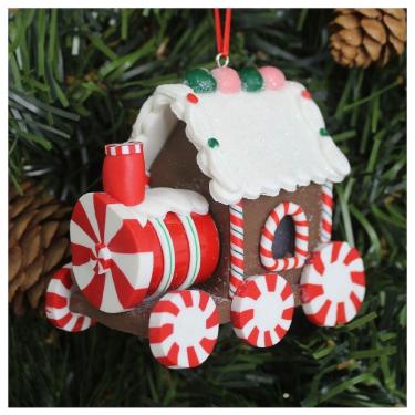 Imagem de Kit 4 Enfeites Pendentes Para árvore De Natal Trem Iluminado 9cm