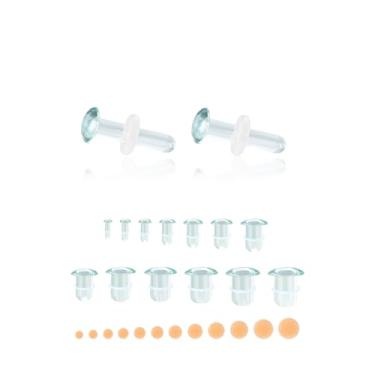 Imagem de 6ixGosh Kit de alongamento de orelha de vidro, 4 peças, pêssego/pele tom de pele de silicone, alargador simples/duplo, calibres de vidro liso para uso diário, expansor de brinco, esticador, 8g(3mm