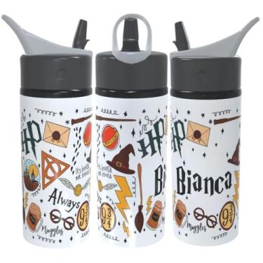 Imagem de Garrafa/Squeeze Harry Potter COM NOME - Com Alça e Bico Retrátil 600 M