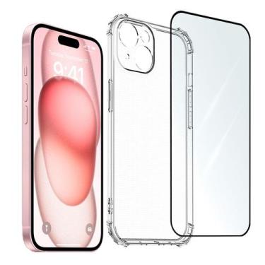 Imagem de Kit Película 3D + Capinha Transparente Compativel iPhone 15 Para Todos