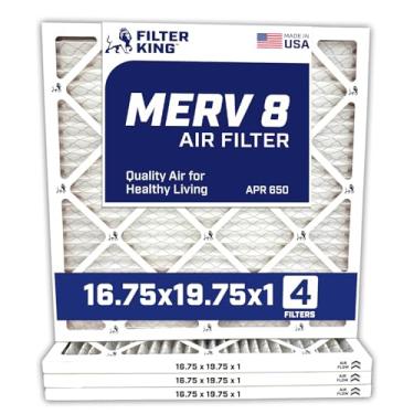 Imagem de Filter King Filtro de ar de 16,75 x 19,75 x 1 | Pacote com 4 | Filtros de forno A/C plissados MERV 8 HVAC | Feito nos EUA | Tamanho real: 42 x 19,75 x 0,75 cm