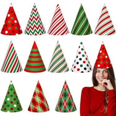 Imagem de Velmitten 12 peças de chapéus de feltro de cone clássico de Natal vermelho e verde para adultos, adolescentes, homens, mulheres, lembrancinhas de festa de Natal, suprimentos para fantasias, cosplay