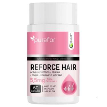 Imagem de Reforce hair suplemento para cabelos e unhas com ácido pantotênico, se