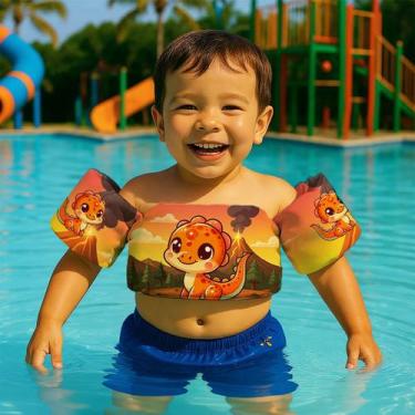 Imagem de Boia de Braço Colete Infantil para Nadar Praia Piscina Estampa Baby Di