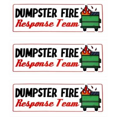 Imagem de 3 adesivos da equipe de resposta ao fogo do lixo, decalque de fogo de lixo de 7,6 x 2,5 cm à prova d'água engraçado lixo fogo meme adesivo para laptop garrafa de água copo chapéu duro