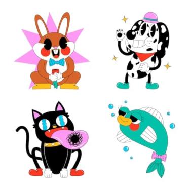 Imagem de Adesivos de Animais Fofos Kawaii para Quarto e Cadernos - Conjunto de Decoração Infantil 40x40cm