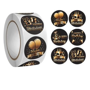 Imagem de 500 adesivos de feliz aniversário, etiquetas redondas à prova d'água de 2,5 cm - decoração de festa de desenho animado colorido para crianças e adultos, caixa de presente, bolo, cartões (6 desenhos