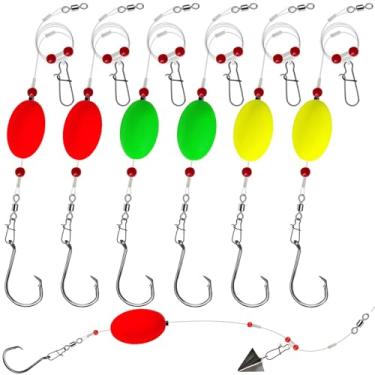 Imagem de Pacote com 6 plataformas Pompano para pesca de surfe, equipamento de busca de peixes com flutuador de 52 cm, equipamento de surfe de água salgada 40,8 kg para linguado, peixe-gato, tubarão, bluefish