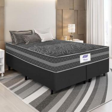 Imagem de Cama Box Queen 158cm Molas Ensacadas Macau Gazin, Chumbo Preto