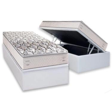 Imagem de Cama Box Baú Solteiro: Colchão Anatômico Herval Ag65 Santorini C1604 + Base Crc Linhão White (88x188)