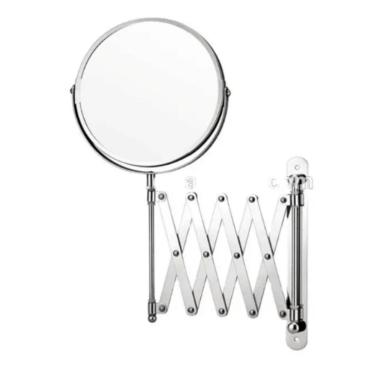 Imagem de Espelho De Aumento 5x Sanfonado Articulado De Parede Extensivel Pantografico Dupla Face Para Banheiro Barbear Maquiagem
