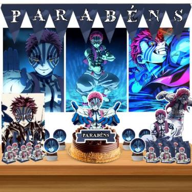 Imagem de Kit só um bolinho decoração Akaza Demon Slayer Aniversário festa em ca