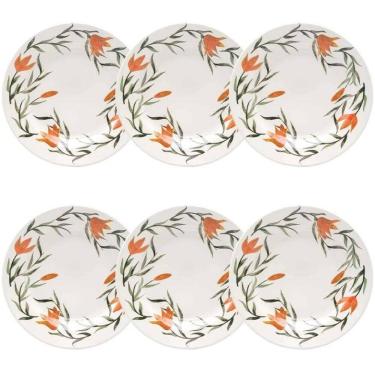 Imagem de Jogo De Pratos Sobremesa Oxford Cerâmica Lírios 18Cm 6 Pç