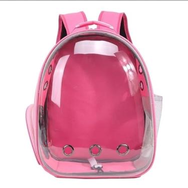 Imagem de Mochila de transporte para animais de estimação, bolsa de viagem para gatos, transparente, respirável, para viagem (Pink 825)