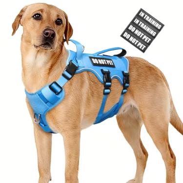 Imagem de WINSEE Peitoral para cães à prova de fuga, peitoral Molle de serviço com alça dupla, colete tático para animais de estimação com 4 adesivos para cães pequenos, médios e grandes, caminhadas, caça