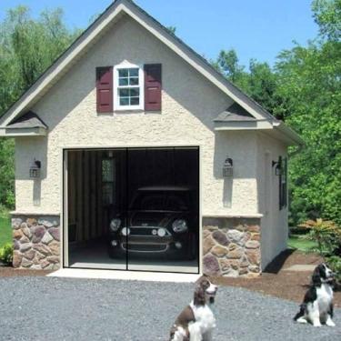 Imagem de Porta de tela magnética, malha de fibra de vidro resistente, divisória mãos livres e à prova de insetos, adequada para porta de garagem, pátios, animais de estimação (preta, 2,4 m x 2,1 m)