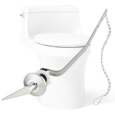 Imagem de Kit de substituição de alça de vaso sanitário de montagem lateral compatível com Kohler Archer Toilet K-1067577-CP, alavanca universal para lavatório de vaso sanitário com correntes de aço inoxidável