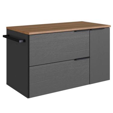 Imagem de Gabinete Para Banheiro 02 Portas 01 Gaveta 80cm Mel Grafite Proddy Mel