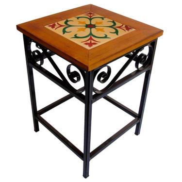 Imagem de Banco De Ferro E Madeira Rústico Com Ladrilho Hidráulico Azulejo Ladrilho D1