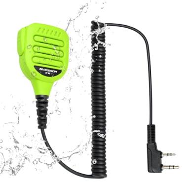 Imagem de Microfone de alto-falante de ombro universal para rádios bidirecionais portáteis compatível com botão UV-5R BF-F8HP UV-5G Plus UV-K5 PTT e clipe seguro para uso profissional ao ar livre (verde)
