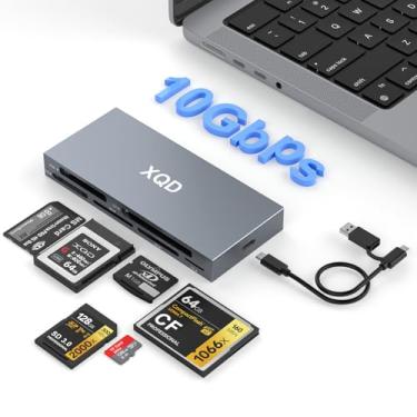 Imagem de Leitor de cartão XQD de 10 Gbps 8 em 1, leitor de cartões USB C para Sony G/M Series, Lexar 2933x/1400x USB Mark XQD Card/CF/XD/MS/TF/SD leitor de cartão de memória/gravador/hub USB 3.2 para Windows