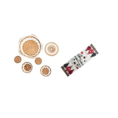 Imagem de Fenteer Decoração de Parede, Enfeites, Rattan, Tecido, Artesanato, para Sala de Chá, Corredor, Quarto, Café, Corredor de Mesa de Natal, Cômoda, Cache