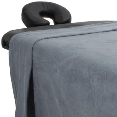 Imagem de Lençol plano ForPro Luxury TerrySoft para mesas de massagem, cinza frio, ultraleve, resistente a manchas e rugas, 152 cm L x 228 cm C
