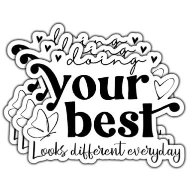 Imagem de (3 peças) Adesivo Doing Your Best Looks Different Everyday Citação motivacional Decalques Inspiradores Adesivos de vinil à prova d'água para livros, laptops, telefone, garrafas de água, copo Kindle