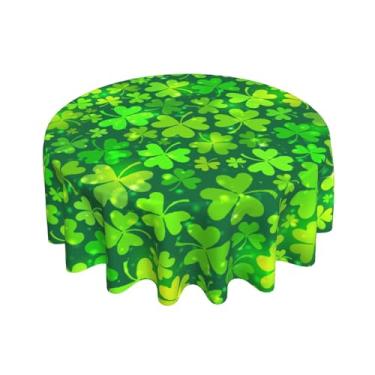 Imagem de Sphragiyn Toalha de mesa redonda para Dia de São Patrício trevos de 152 cm, tecido resistente à água, toalha de mesa para cozinha, jantar, toalha de mesa pequena para decoração de festa e casa