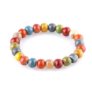 Imagem de KILIPOL Pulseira de contas de cerâmica colorida estilo étnico chinês hippie boêmio, estilo iterário e antigo, joia boêmia de praia de verão presente para mulheres presente de Natal (Estilo3