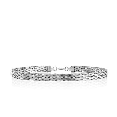 Imagem de Pulseira feminina banhada a ouro 18K de 6 mm com fecho lagosta, design simples, Large, Aço inoxidável, Sem Pedra Preciosa