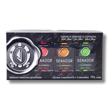 Imagem de Estojo Senador: Sabonete em Barra Glicerinado de 130g, Com 3 unidades (Red Stone, Sun Stone Vital Stone), Memphis.