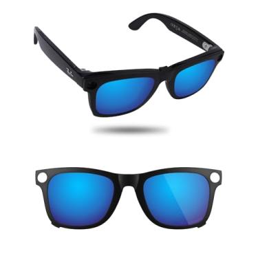 Imagem de Fiskr Óculos de sol polarizados Clip-On compatíveis com Ray-Ban Meta Wayfarer RW4012 (Gen 2) 53 mm - Proteção UV para mulheres e homens, Azul gelo, 53mm
