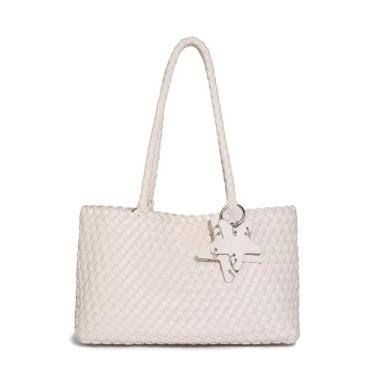 Imagem de Bolsas transversais de tecido para mulheres bolsa de ombro feita à mão bolsa de ombro pequena bolsa de couro PU bolsa bolsa de couro, Bege